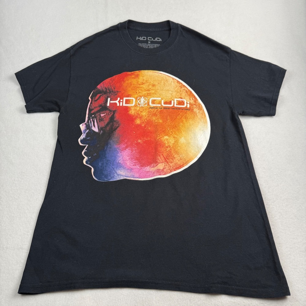 Kid Cudi Man on the Moon The End of Day Black Graphic T-Shirt Mens Medium M